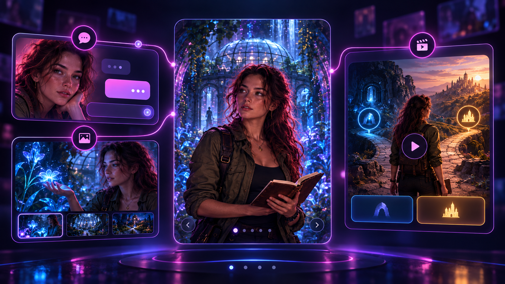 Heartbits character chat, visual storytelling, and interactive story paths inspired by the Glasshouse setting